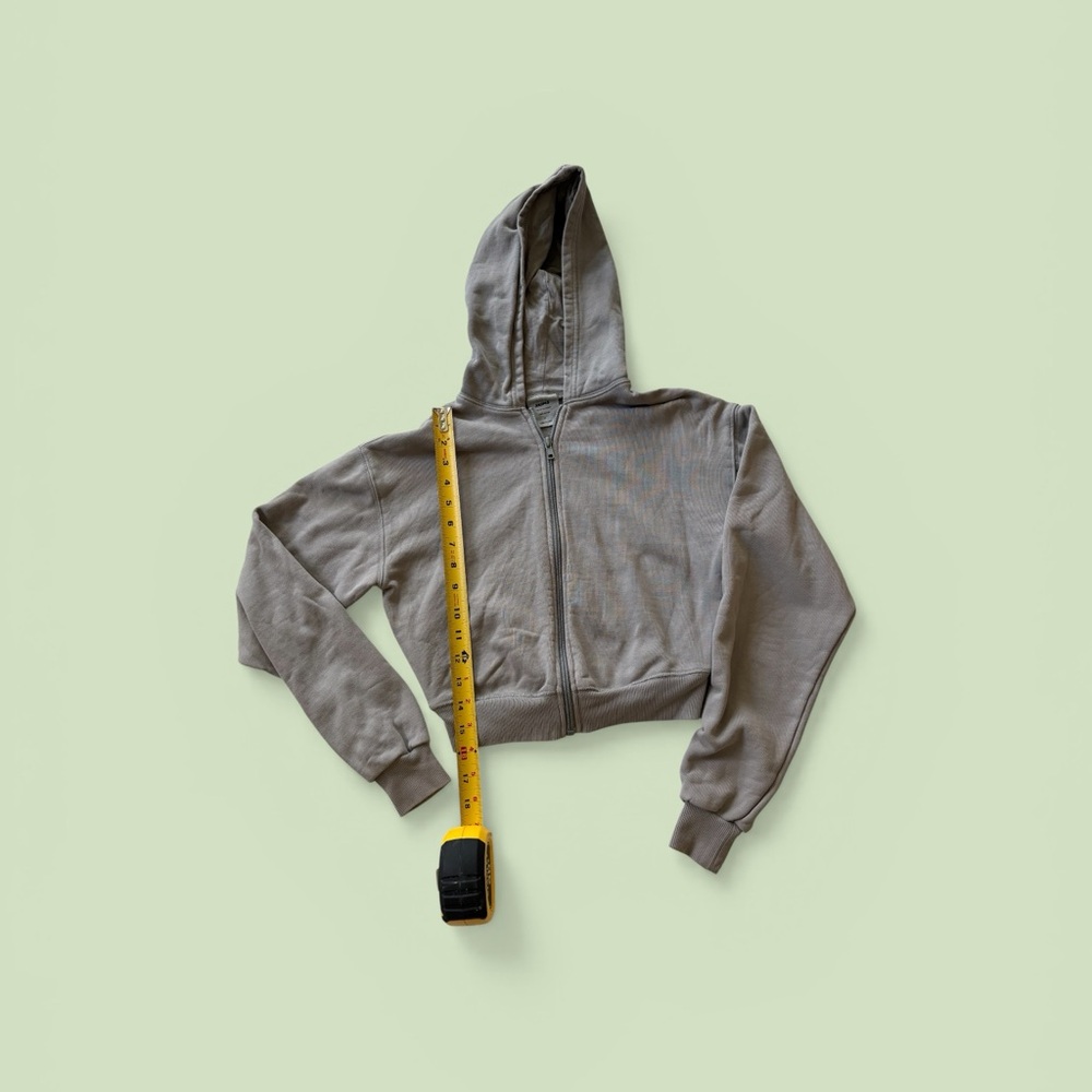 SKIMS Light Gray Cotton Zip-Up Hoodie XS